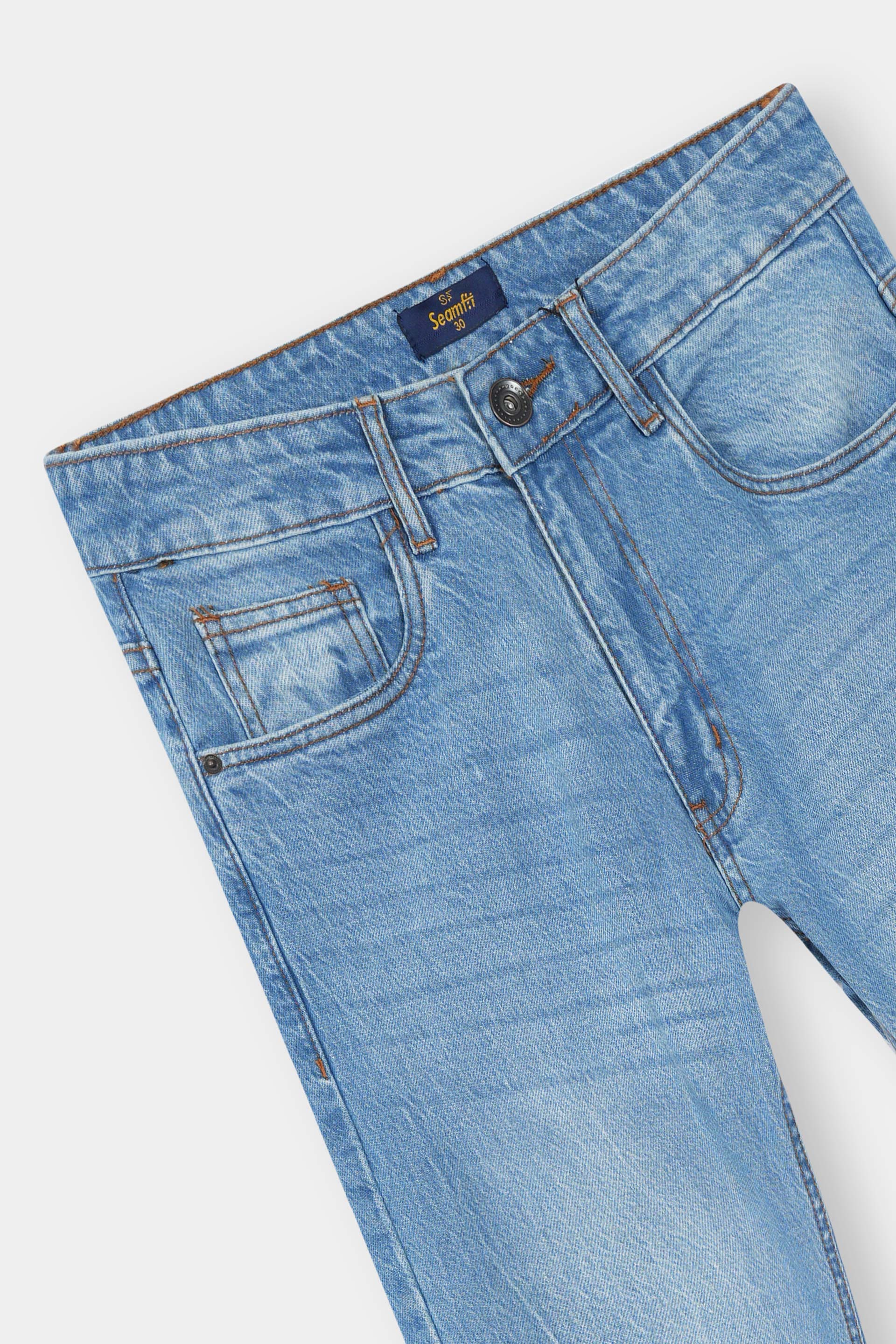 Denim Jeans Color Ice Blue Whiskers