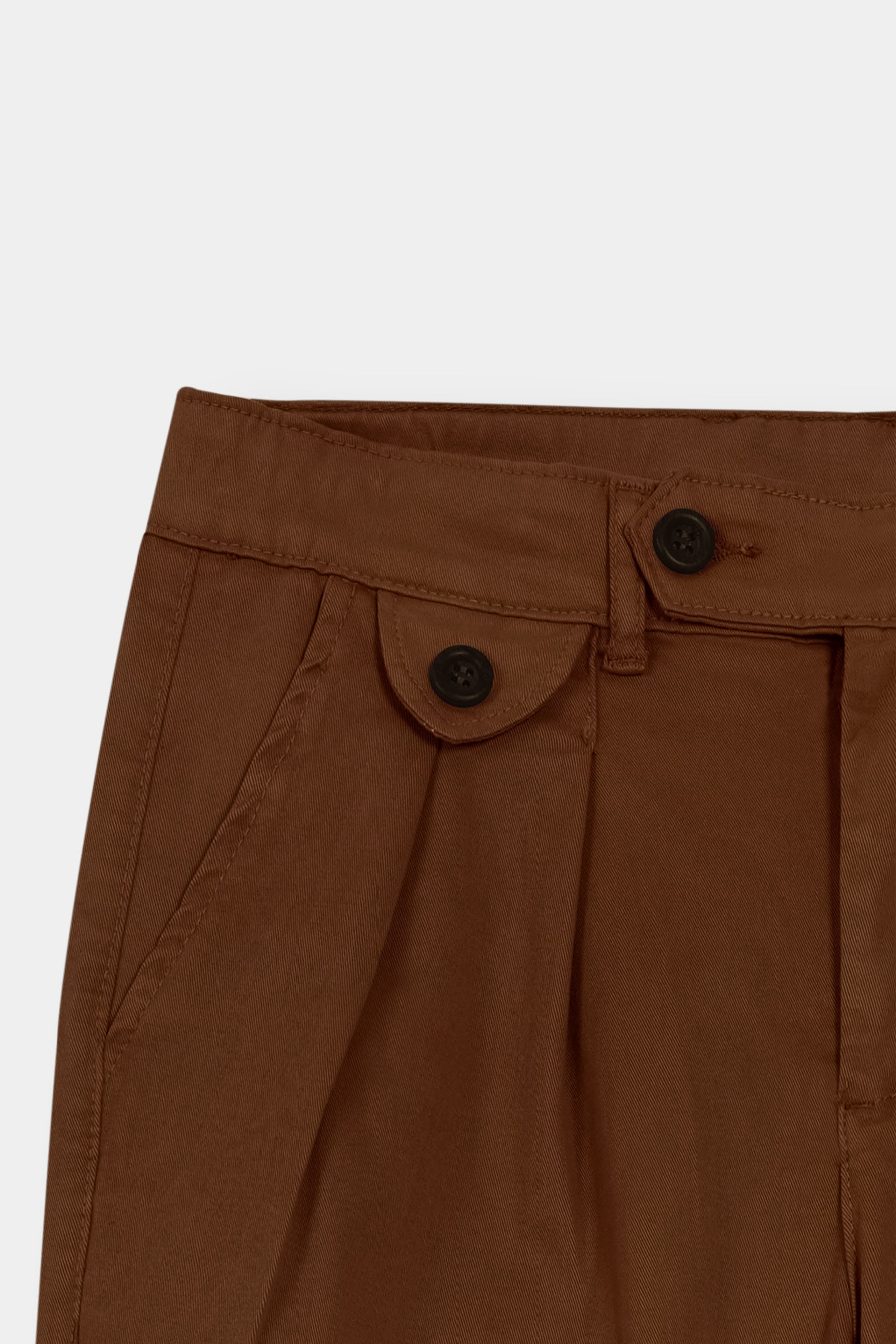 BROWN DOUBLE PLEATED TWILL PANT