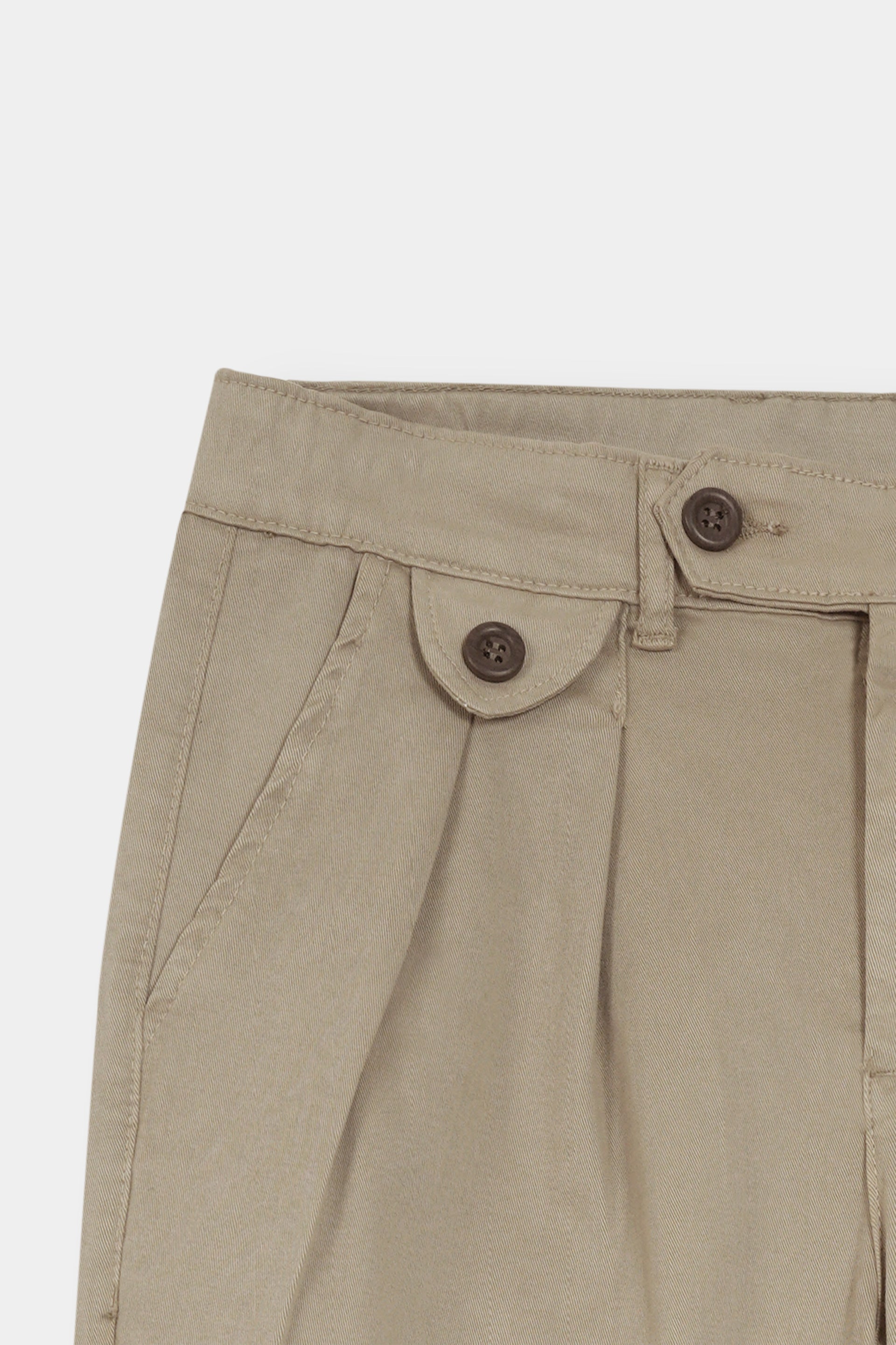 BEIGE  DOUBLE PLEATED TWILL PANT