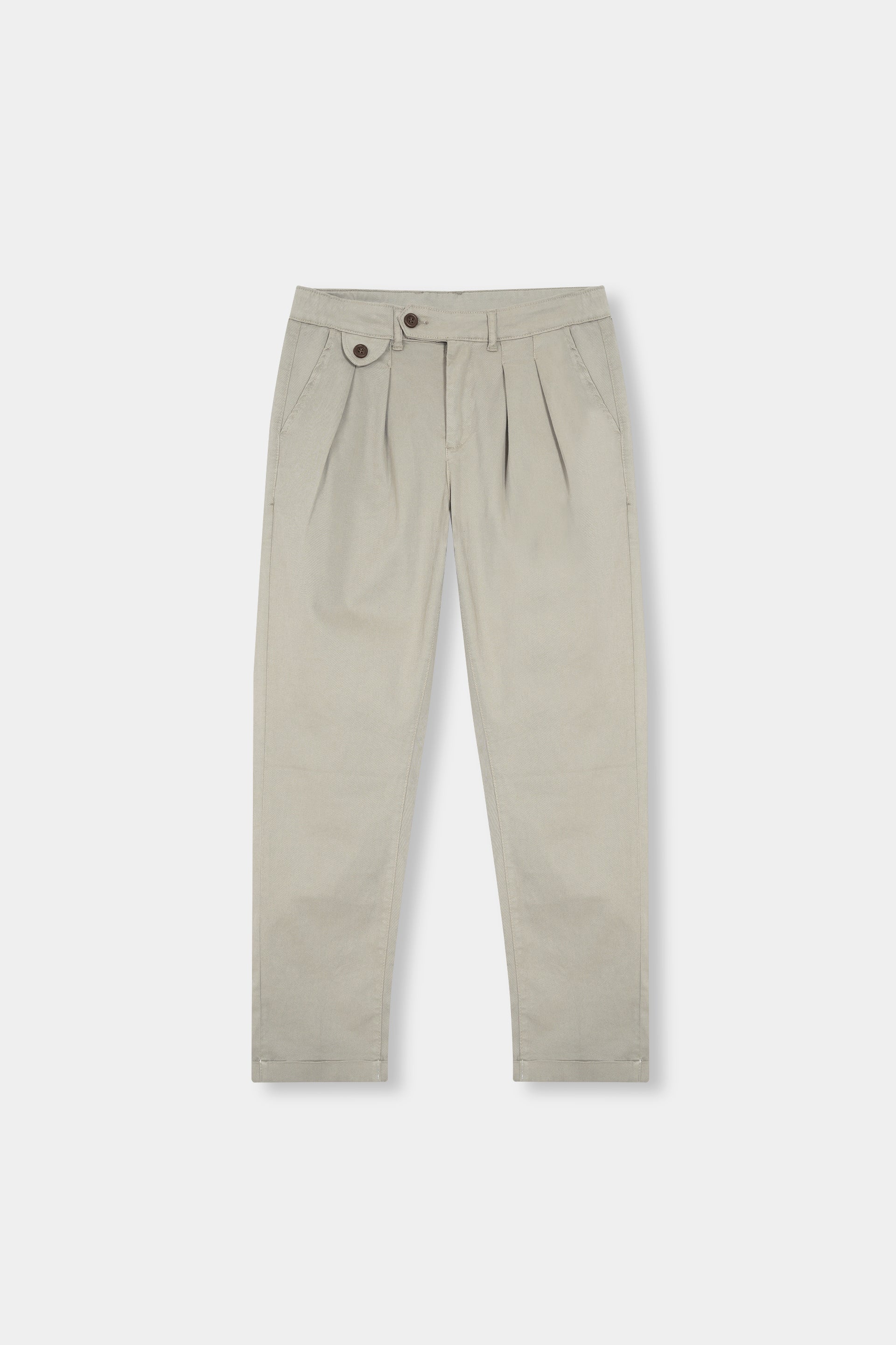 CREAM  DOUBLE PLEATED TWILL PANT