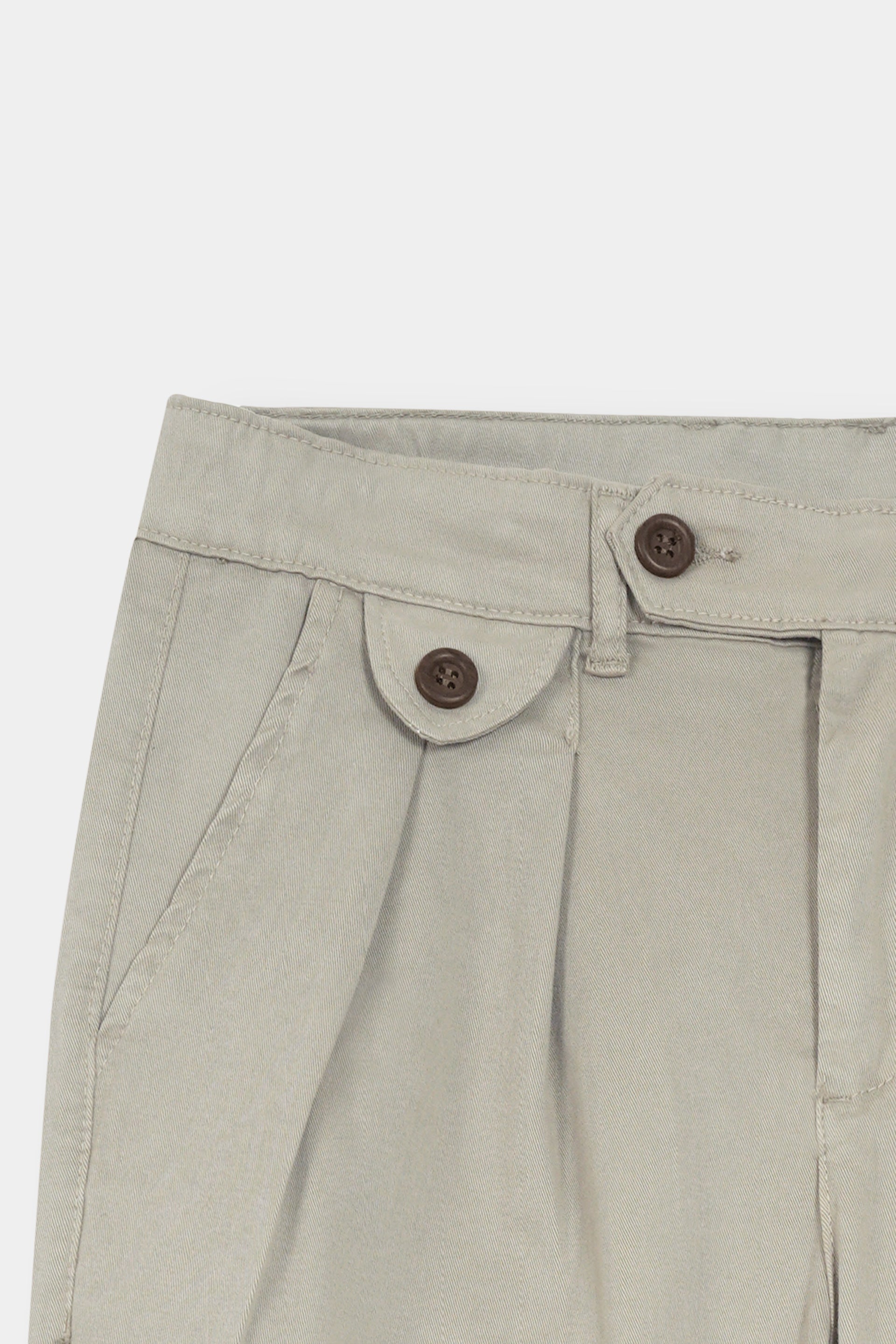 CREAM  DOUBLE PLEATED TWILL PANT