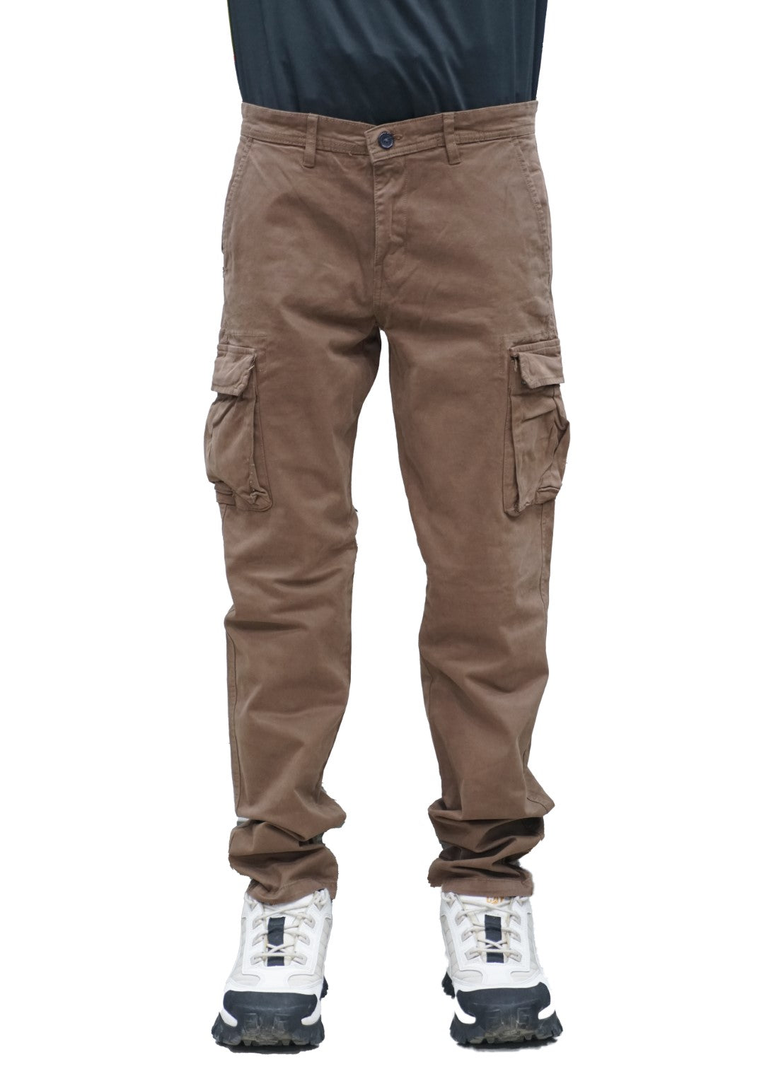 Dark Brown Cargo Pant Straight Fit Cotton