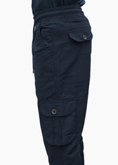 Black Cotton Cargo Trouser with Bottom Rib