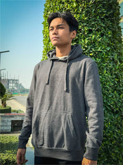 DOWN SHOULDER GREY PLAIN HOODIE