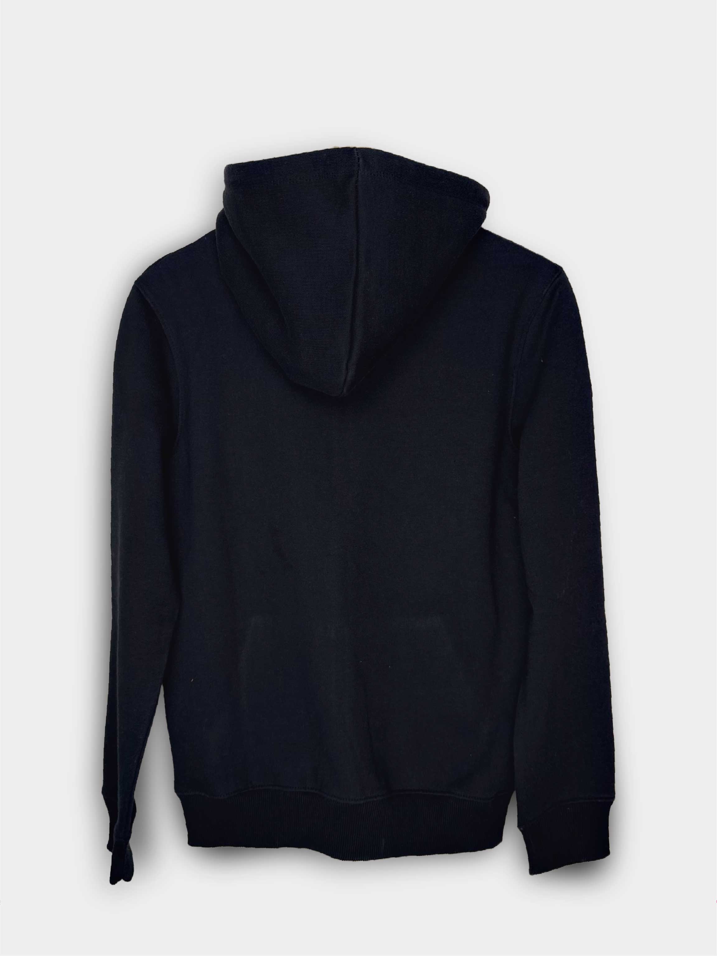 PLAIN BLACK NECK ZIPPER HOODIE