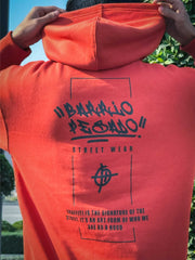 DOWN SHOULDER ORANGE PRINTED HOODIE