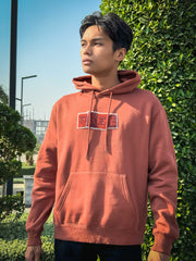 DOWN SHOULDER MOOKUP DESIGN HOODIE FOR MEN