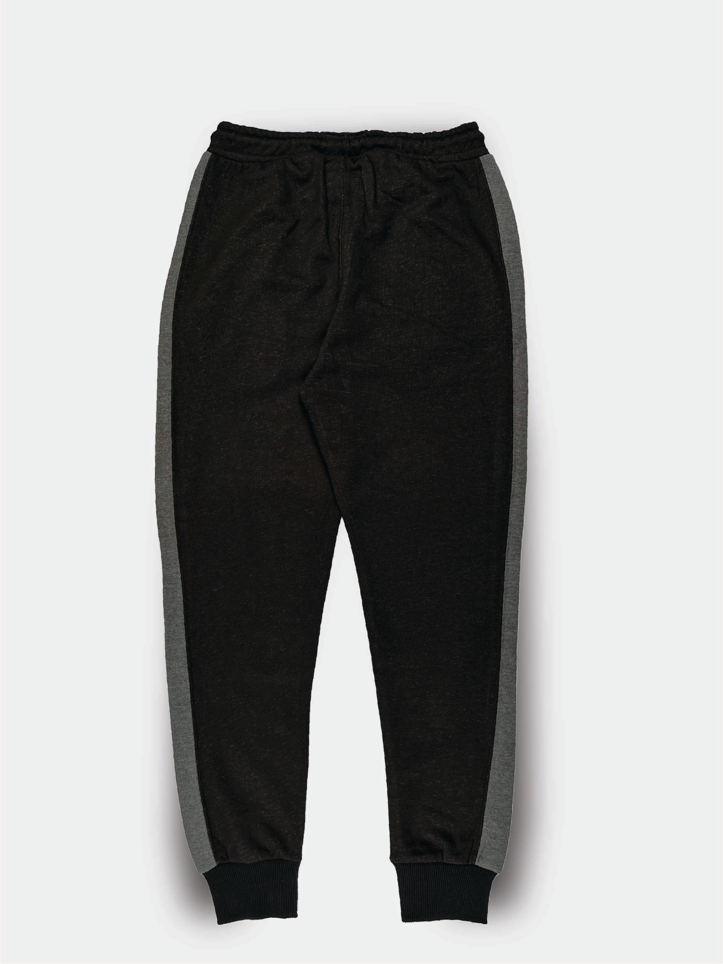 BLACK COTTON FLEECE WITH SIDE PANEL TROUSER