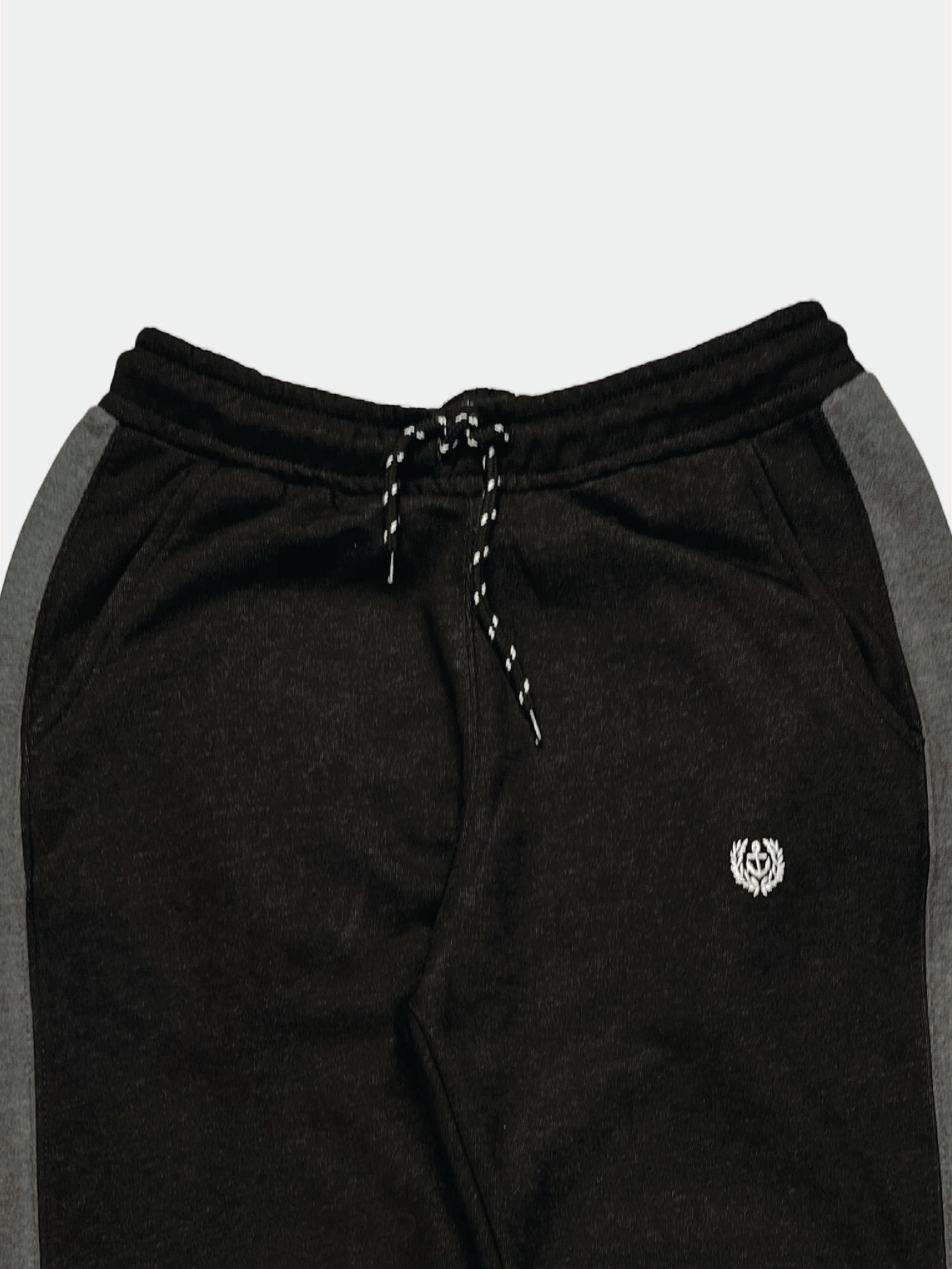 BLACK COTTON FLEECE WITH SIDE PANEL TROUSER