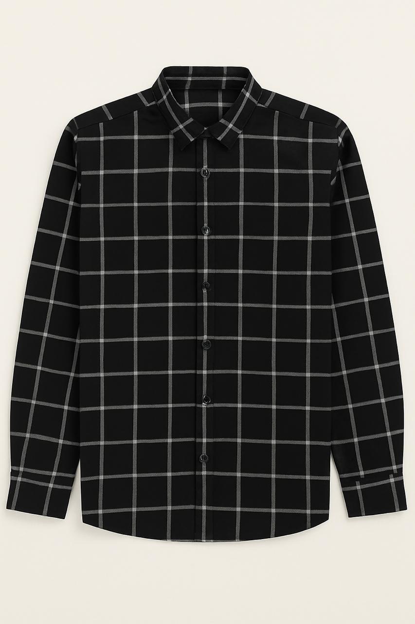 Black Windowpane Check Shirt
