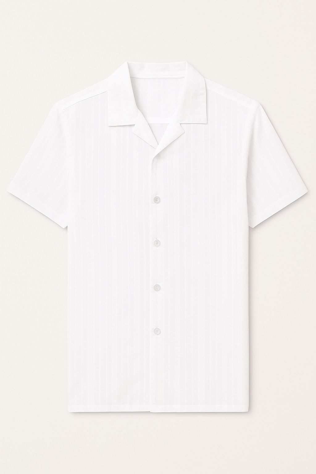 White Textured Short-Sleeve Shirt