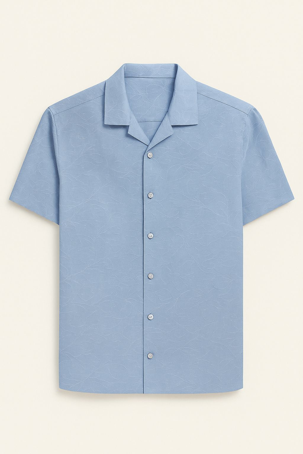 Light Blue Textured Short-Sleeve Shirt
