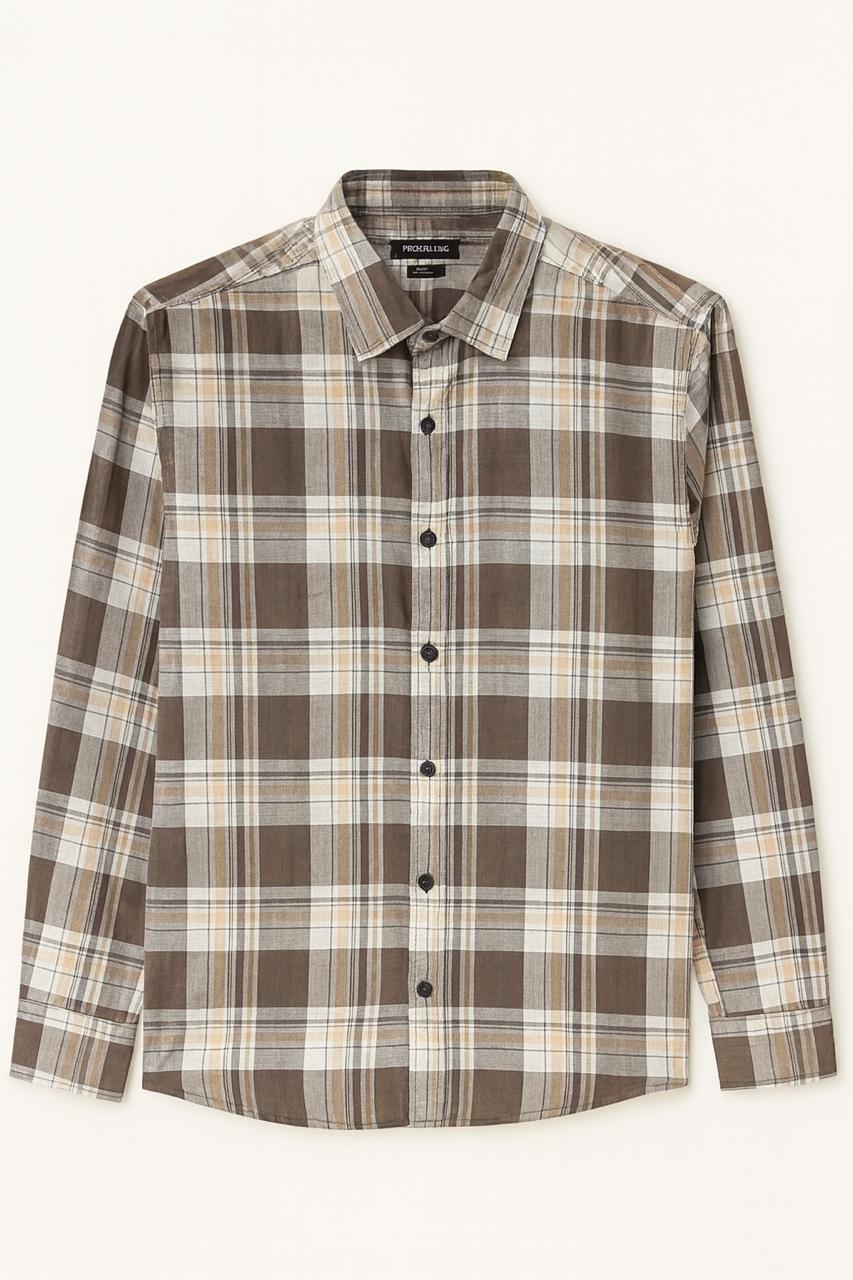 Brown Plaid Casual Shirt