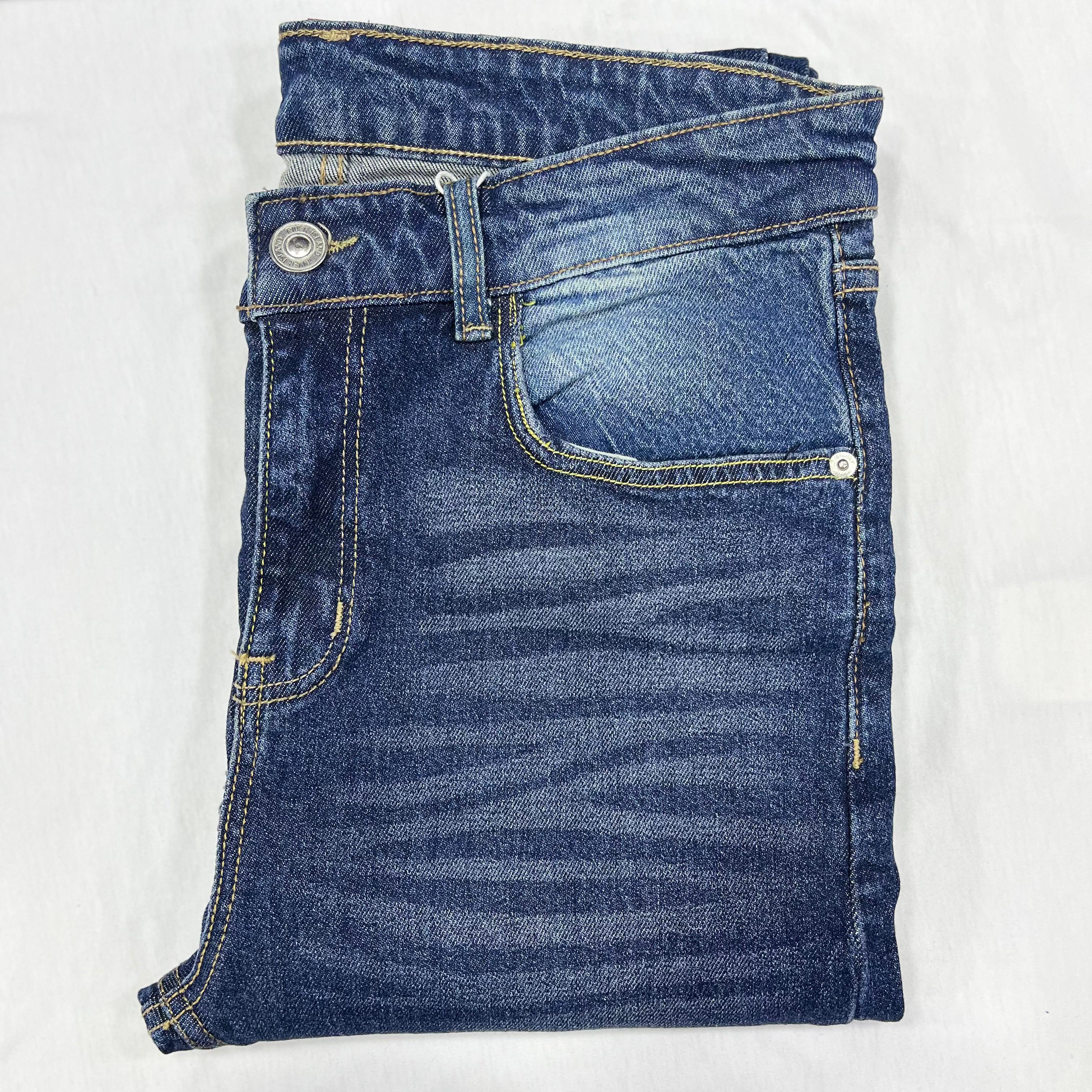 Dark Blue Faded Denim Jeans